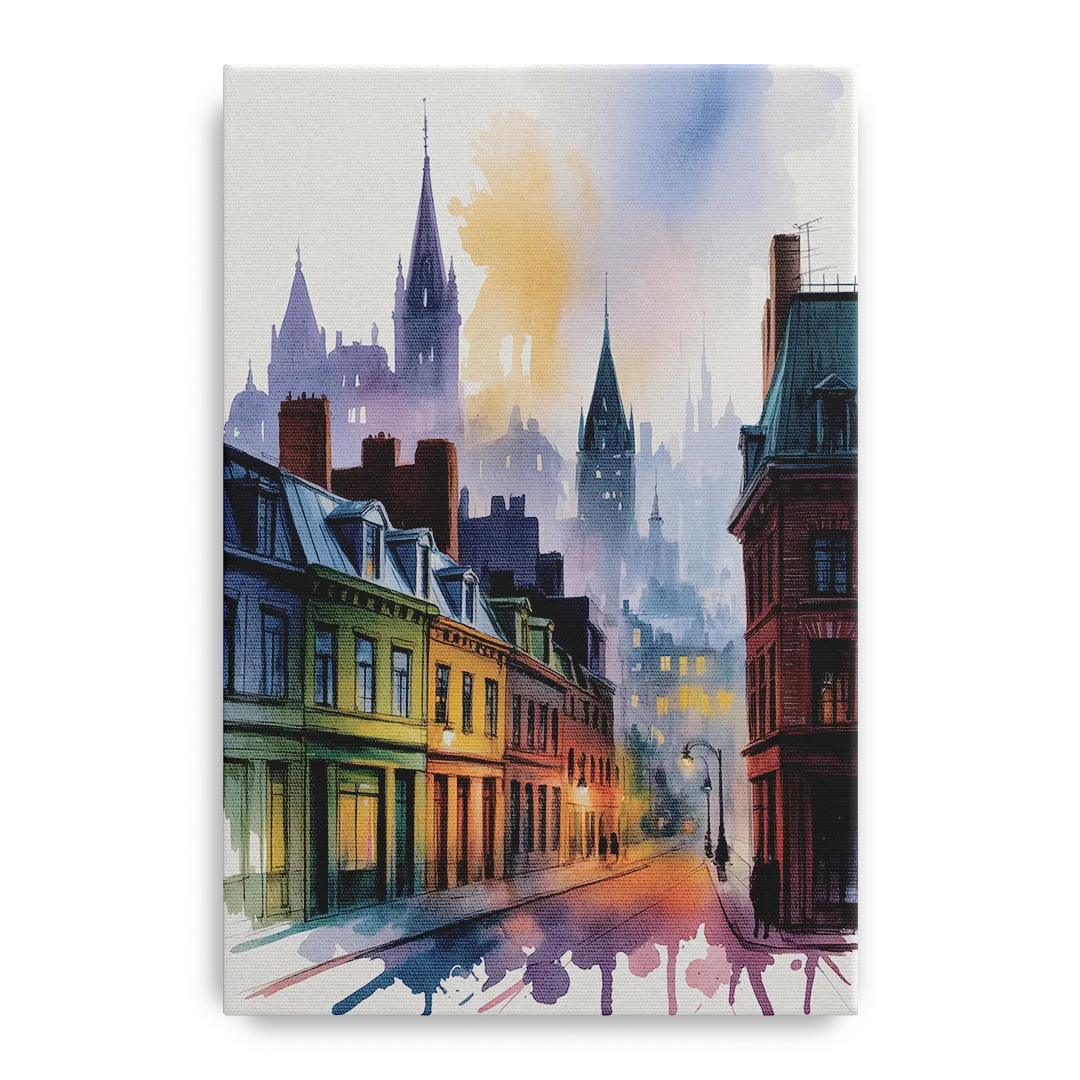 Qubec City by Night Front - Canvas Wall Art