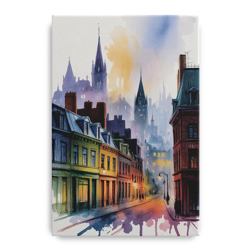 Qubec City by Night Front - Canvas Wall Art