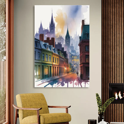 Qubec City by Night Living Room - Canvas Wall Art