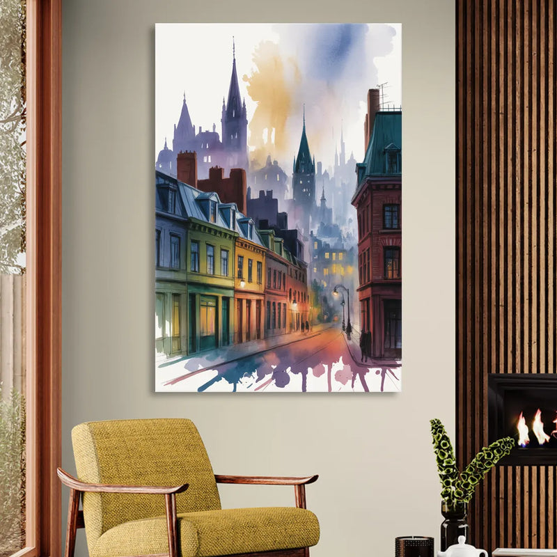 Qubec City by Night Living Room - Canvas Wall Art