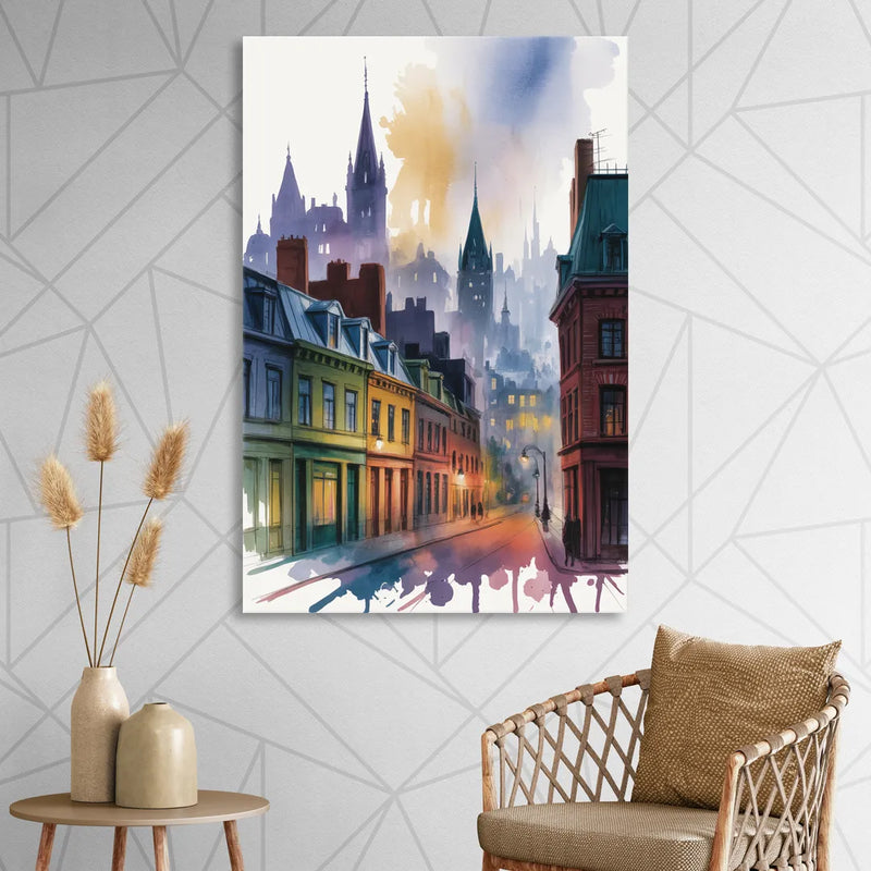 Qubec City by Night Sitting Room - Canvas Wall Art