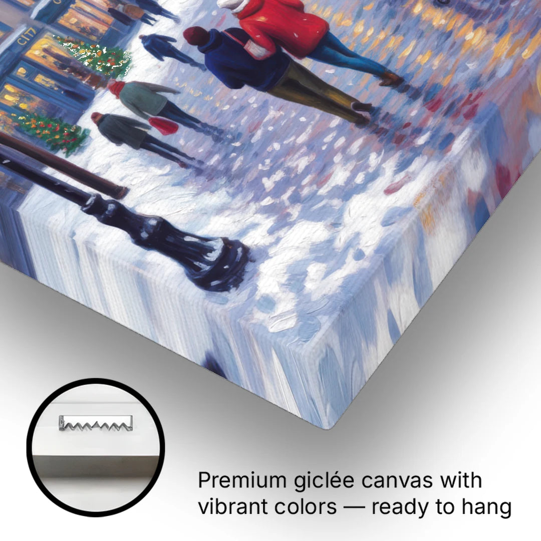 Quebec City Christmas Lights - Canvas Wall Art - Gallery Wrap Corner
