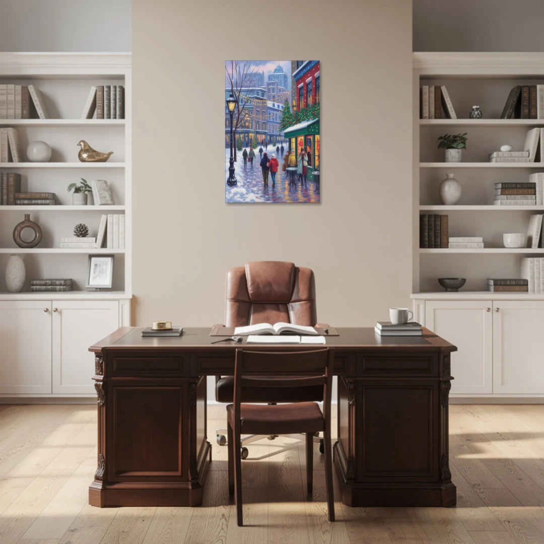 Quebec City Christmas Lights - Canvas Wall Art - Office - 24x36