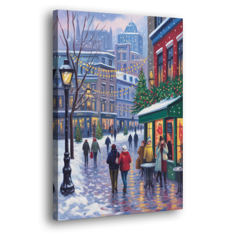 Quebec City Christmas Lights - Canvas Wall Art - Side