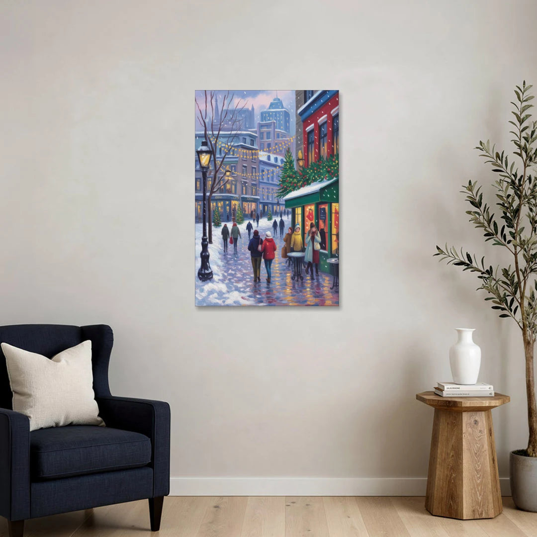 Quebec City Christmas Lights - Canvas Wall Art - Sofa - 24x36