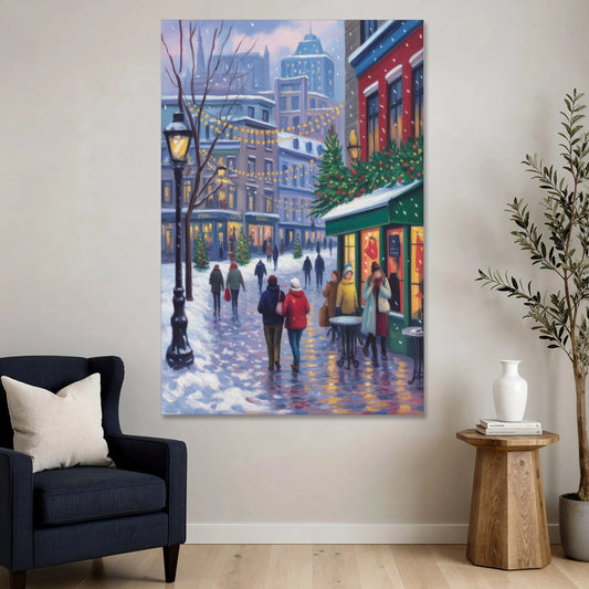Quebec City Christmas Lights - Canvas Wall Art - Sofa - 40x60