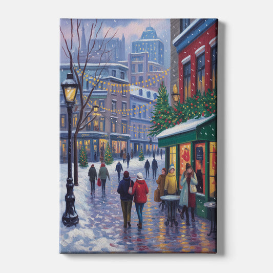 Quebec City Christmas Lights - Canvas Wall Art