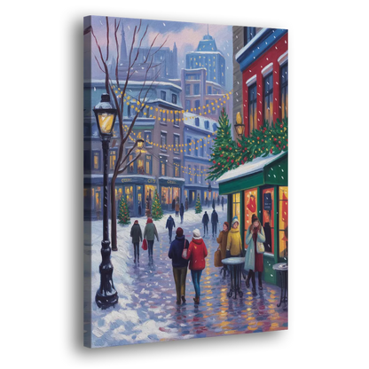 Quebec City Christmas Lights Side - Canvas Wall Art