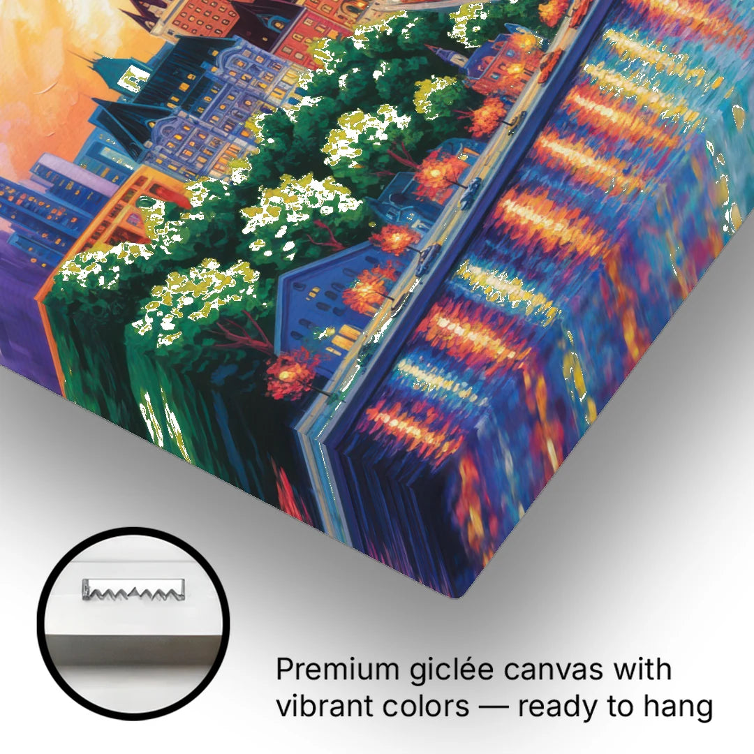 Quebec City Cityscape - Canvas Wall Art - Gallery Wrap Corner
