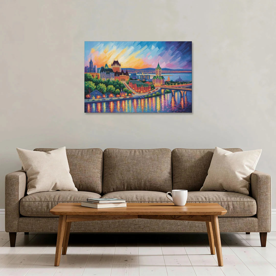 Quebec City Cityscape - Canvas Wall Art - Sofa - 36x24