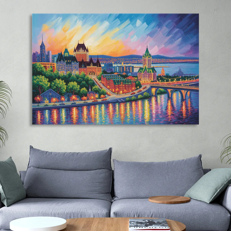 Quebec City Cityscape Living Room - Canvas Wall Art