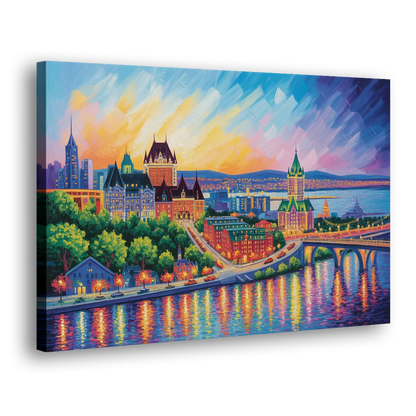 Quebec City Cityscape Side - Canvas Wall Art