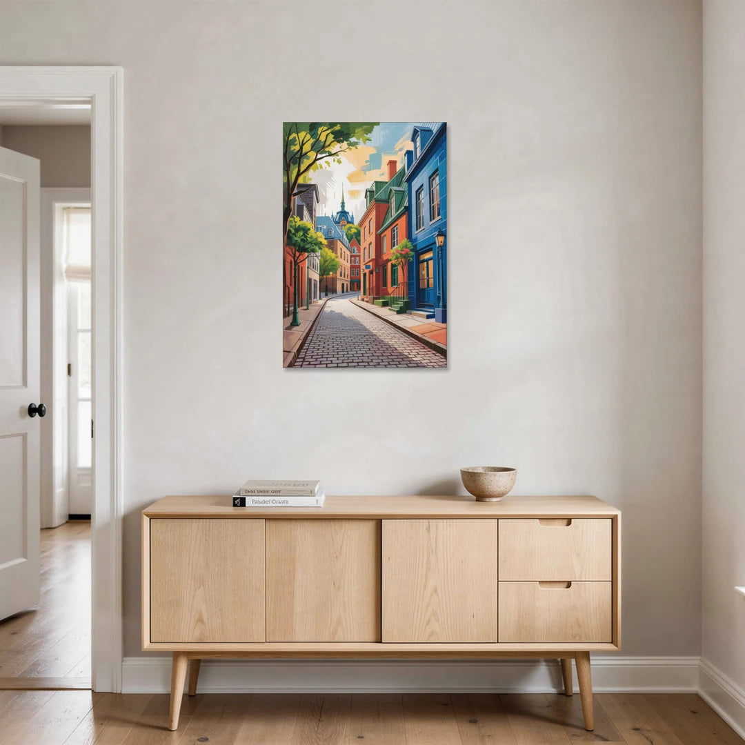 Quebec City Cobblestone Road - Canvas Wall Art - Coffee Table - 24x36