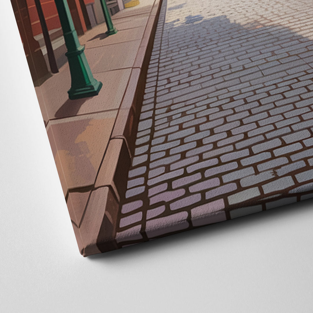 Quebec City Cobblestone Road Canvas Close Up
