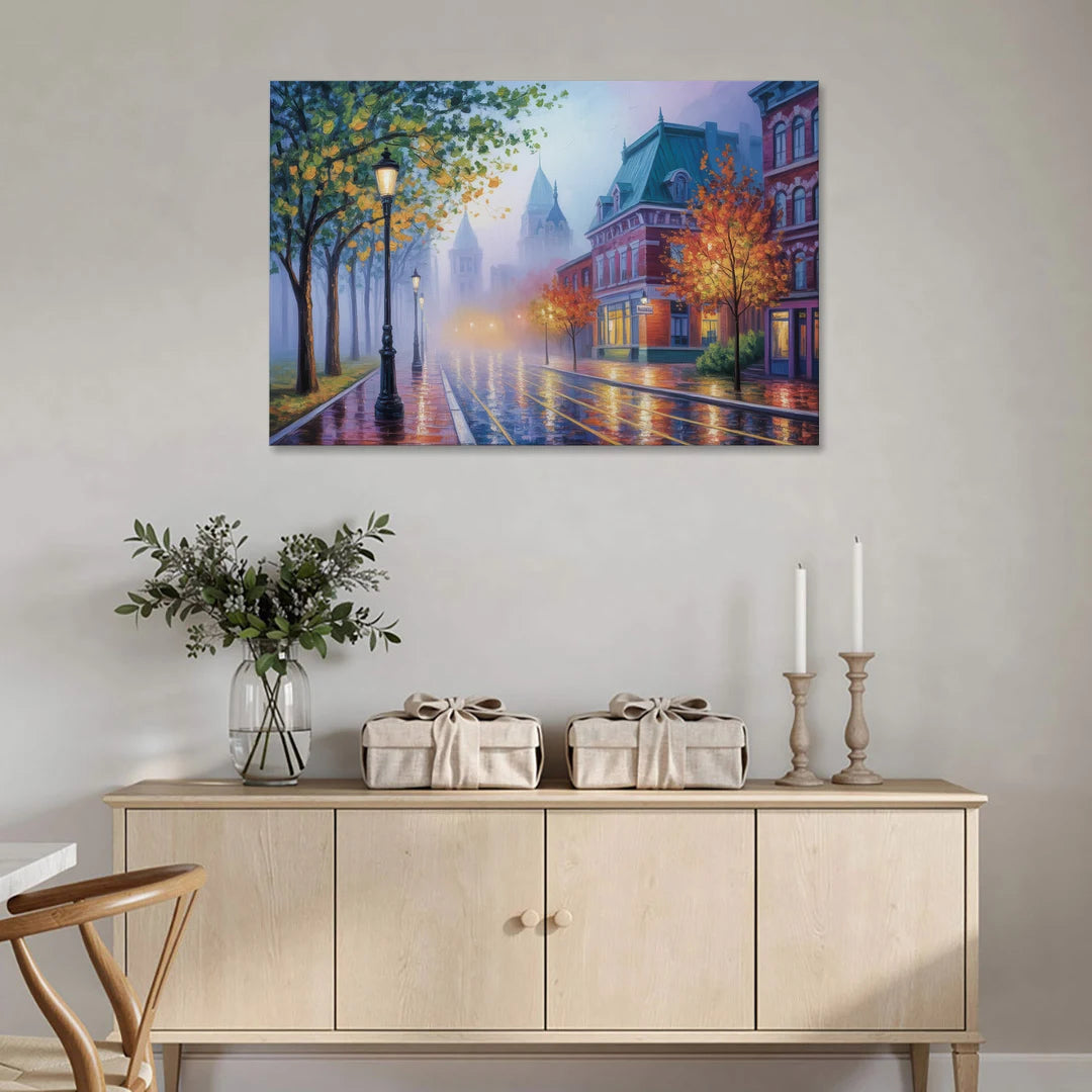 Quebec City Foggy Morning - Canvas Wall Art - Coffee Table - 48x32