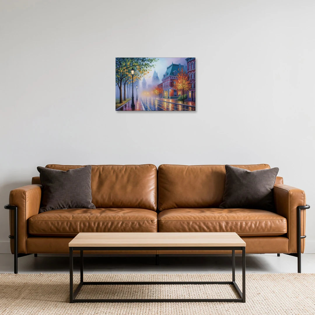 Quebec City Foggy Morning - Canvas Wall Art - Sofa - 24x16