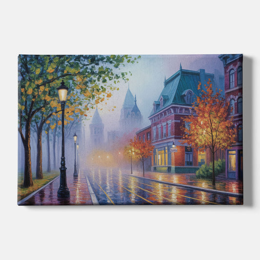 Quebec City Foggy Morning - Canvas Wall Art