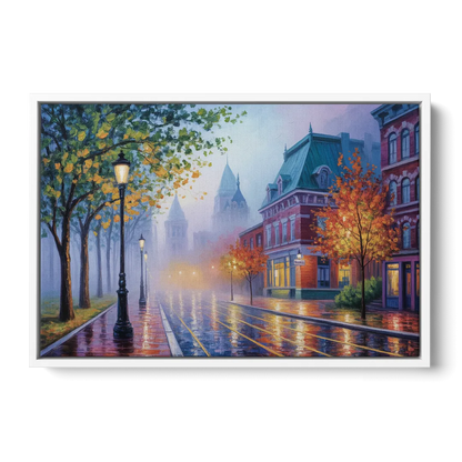 Quebec City Foggy Morning Front - White Canvas Wall Art