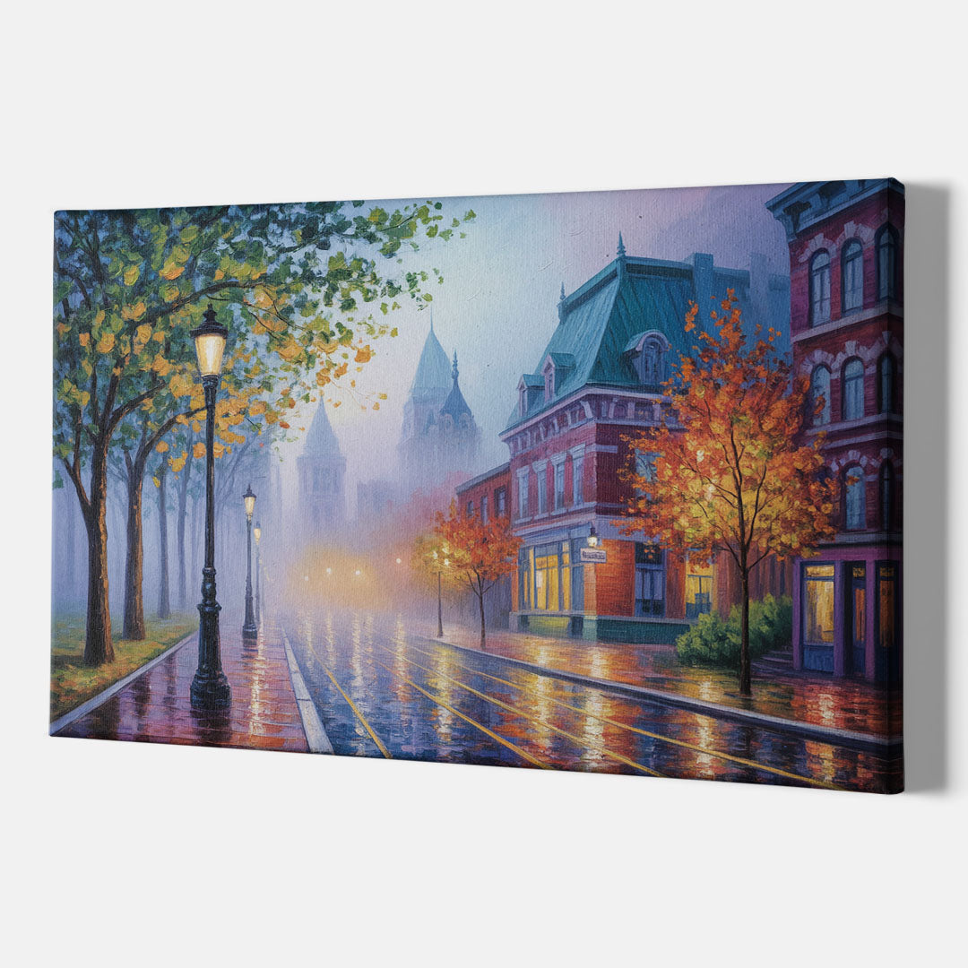 Quebec City Foggy Morning - Canvas Print Art Sides