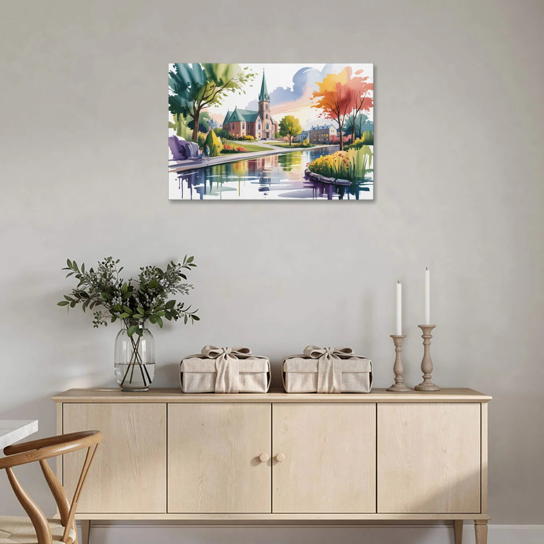 Quebec City Historic Churches - Canvas Wall Art - Coffee Table - 36x24