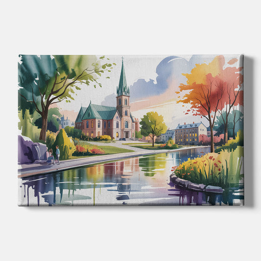 Quebec City Historic Churches - Canvas Wall Art