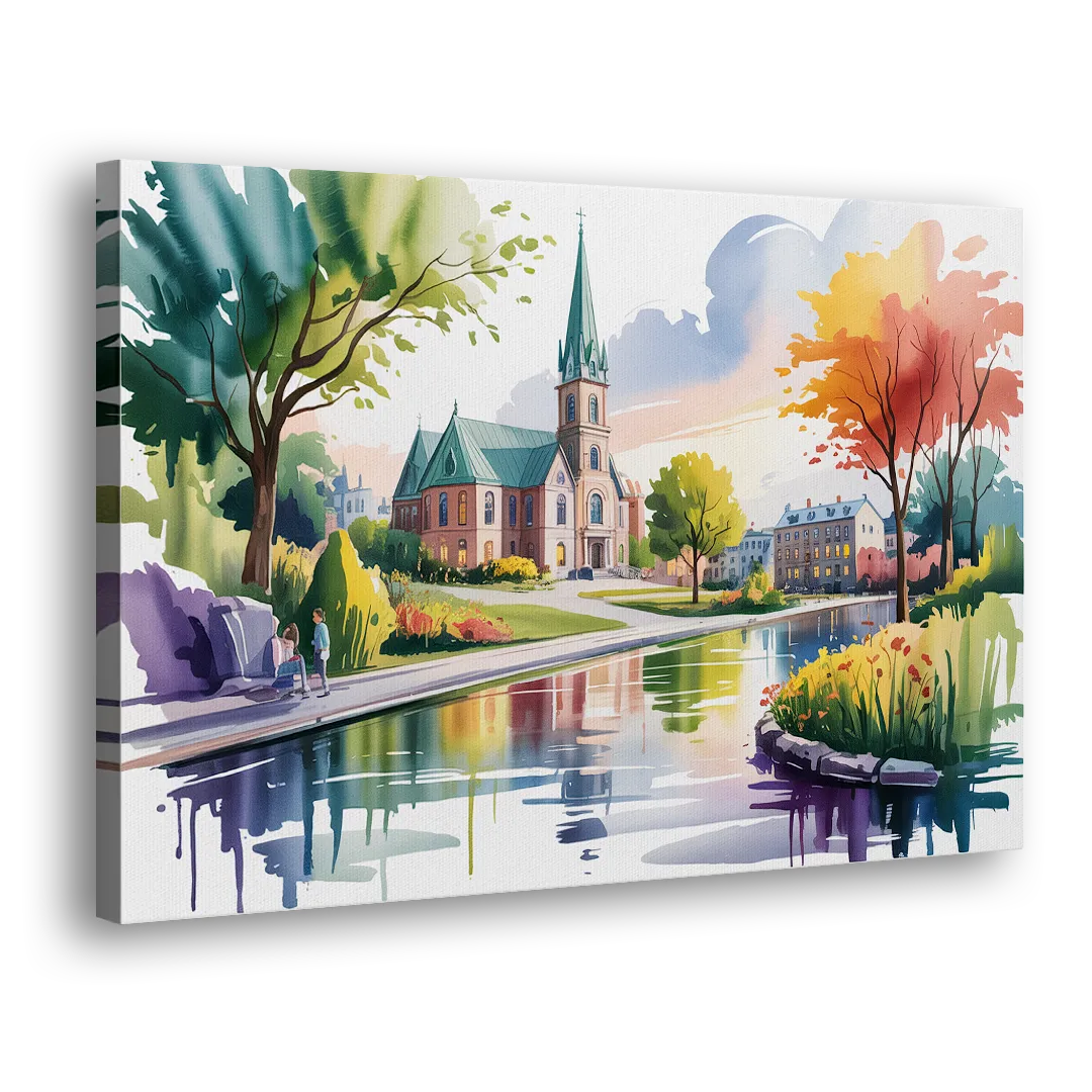 Quebec City Historic Churches Side - Canvas Wall Art