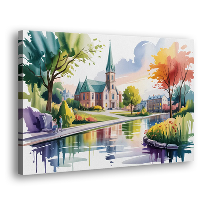 Quebec City Historic Churches Side - Canvas Wall Art