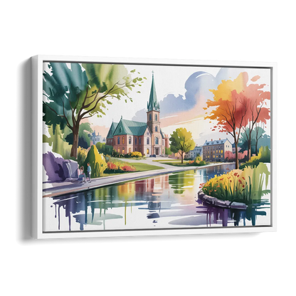Quebec City Historic Churches Side - White Canvas Wall Art