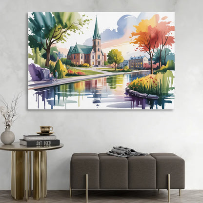 Quebec City Historic Churches Sitting Room - Canvas Wall Art