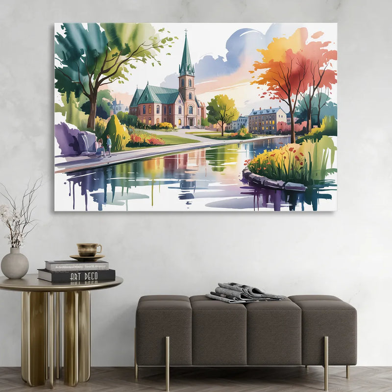 Quebec City Historic Churches Sitting Room - Canvas Wall Art