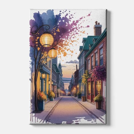 Quebec City Lantern Glow - Canvas Wall Art