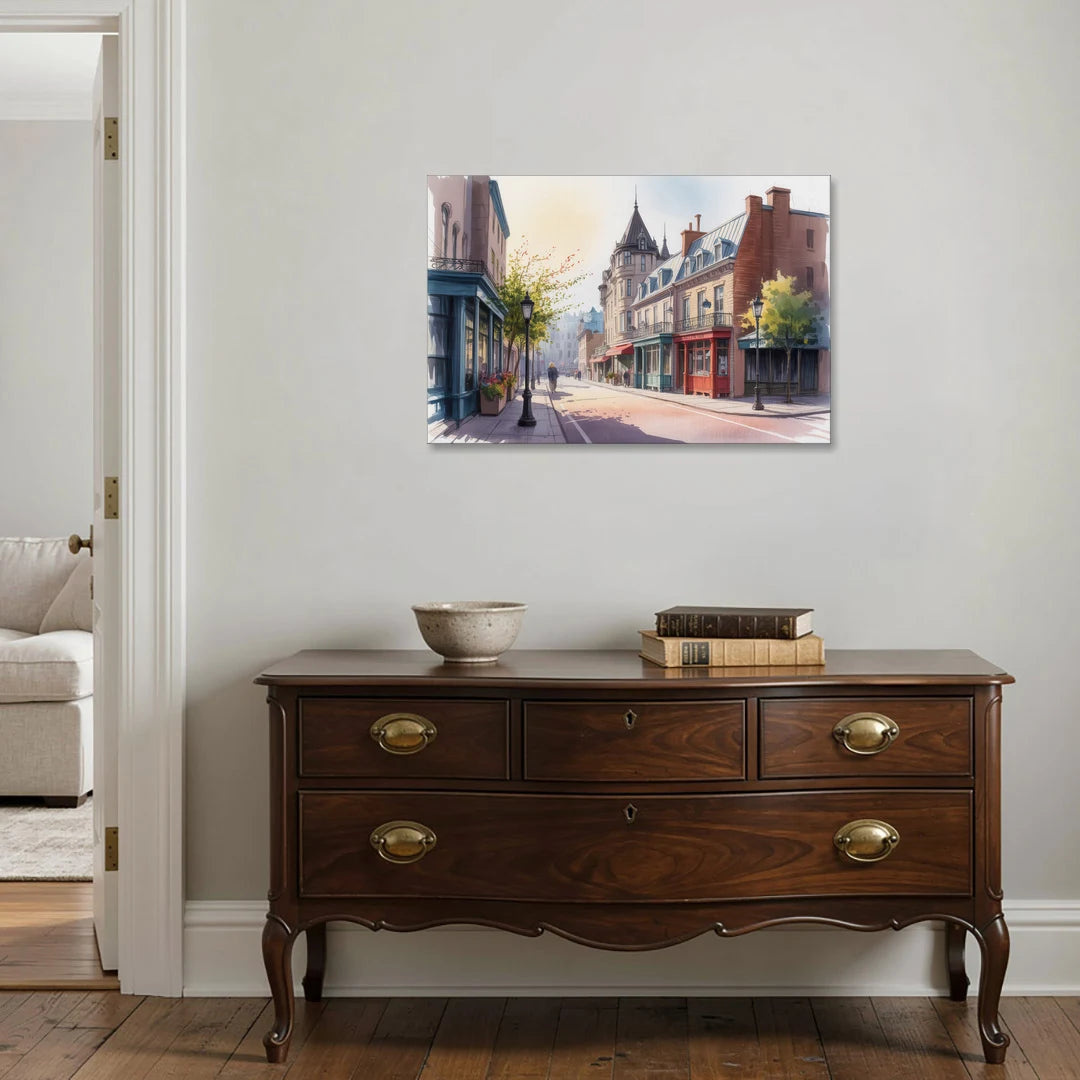 Quebec City Old Streets - Canvas Wall Art - Coffee Table - 36x24