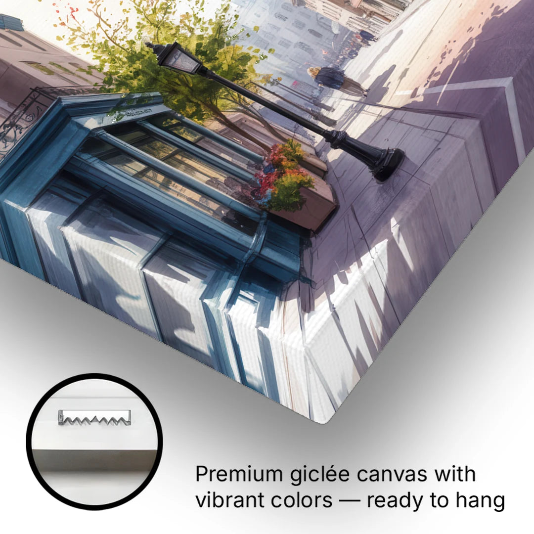 Quebec City Old Streets - Canvas Wall Art - Gallery Wrap Corner