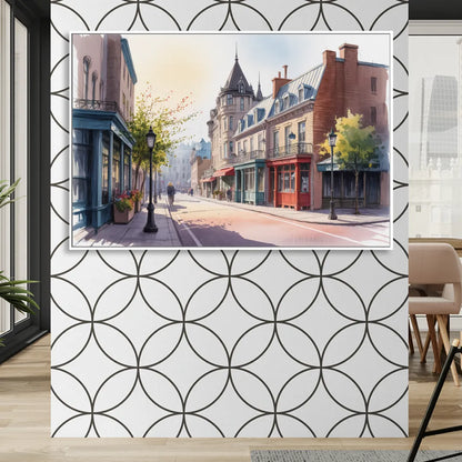 Quebec City Old Streets Sitting Room - White Canvas Wall Art