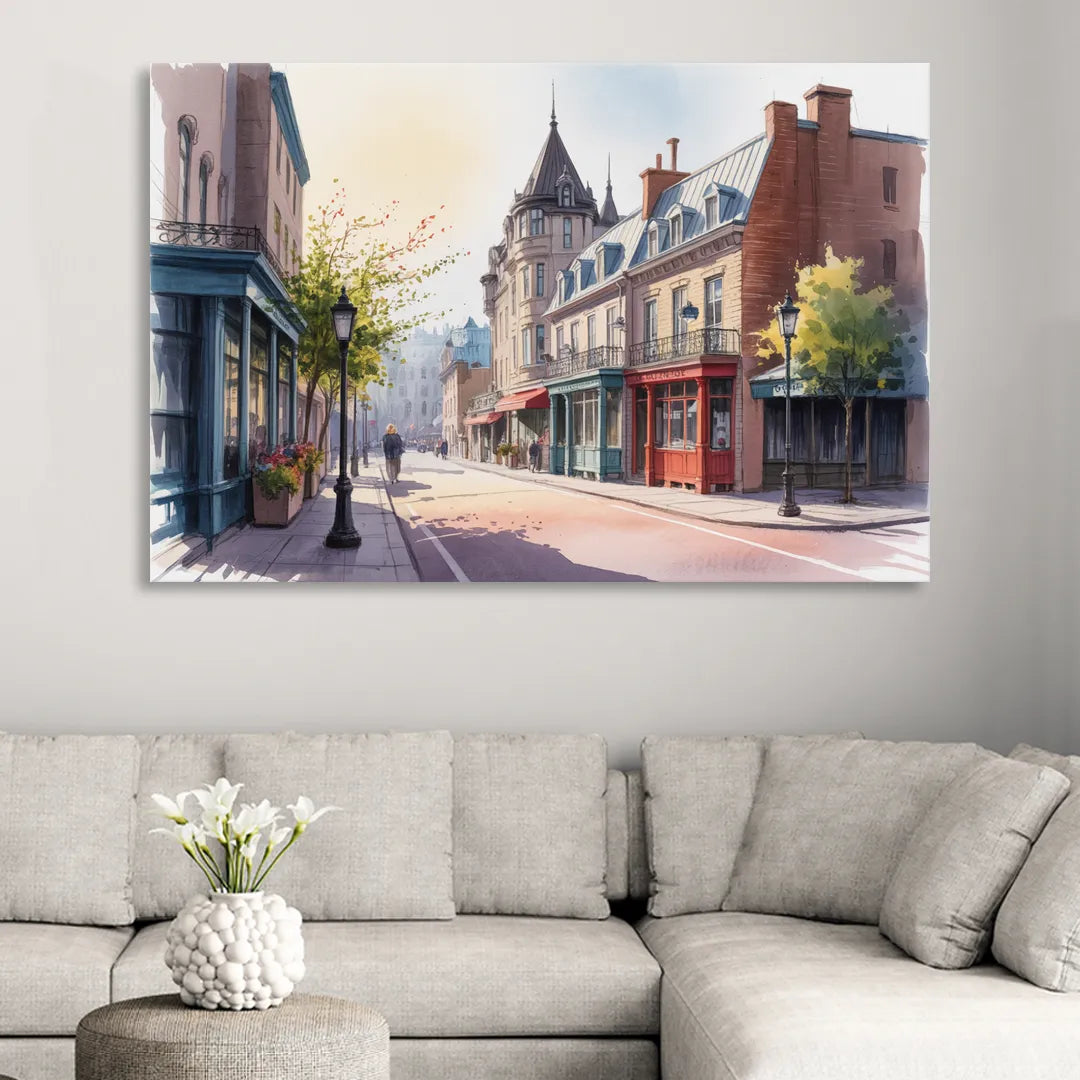 Quebec City Old Streets Sitting Room - Canvas Wall Art