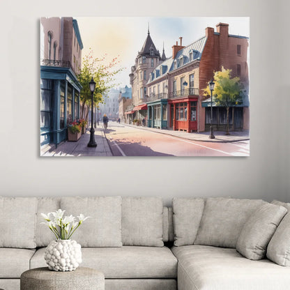Quebec City Old Streets Sitting Room - Canvas Wall Art