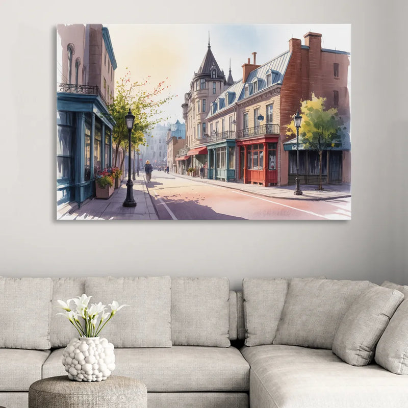 Quebec City Old Streets Sitting Room - Canvas Wall Art