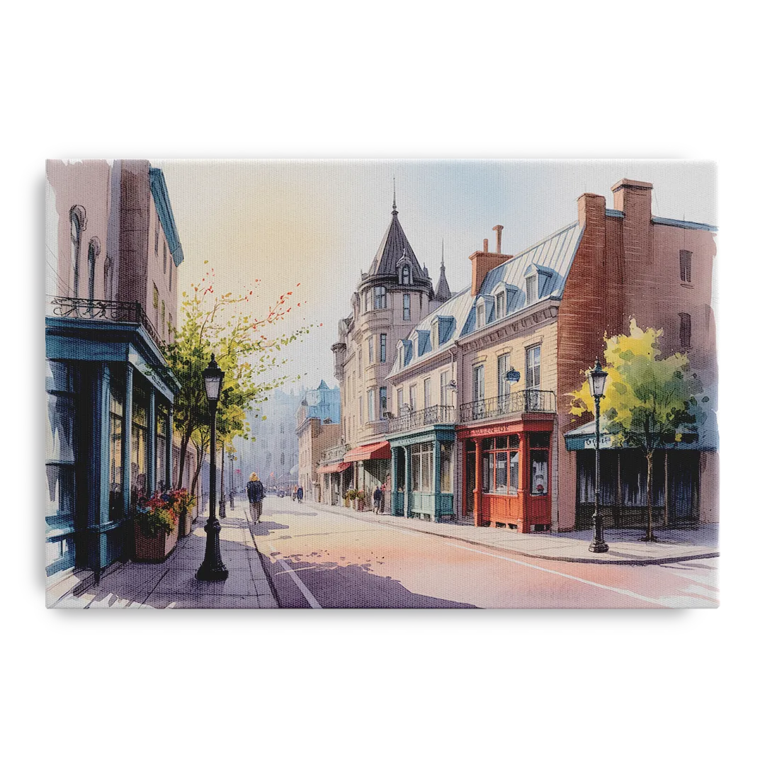 Quebec City Old Streets Front - Canvas Wall Art