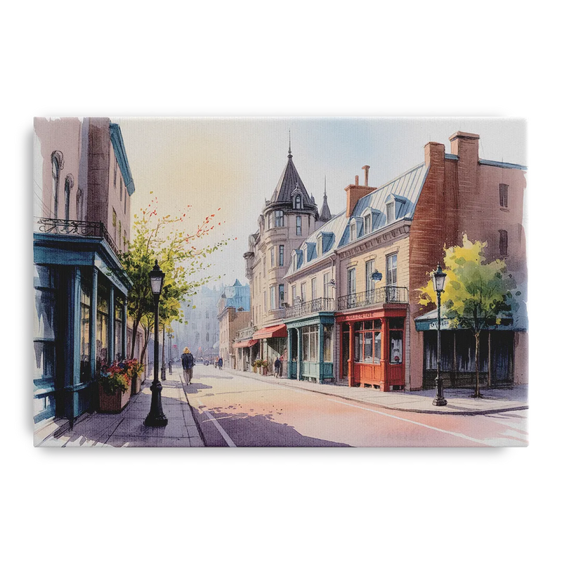 Quebec City Old Streets Front - Canvas Wall Art