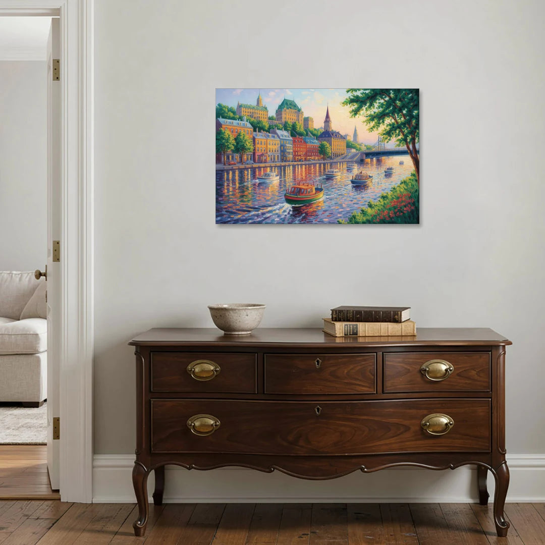 Quebec City Riverfront - Canvas Wall Art - Coffee Table - 36x24
