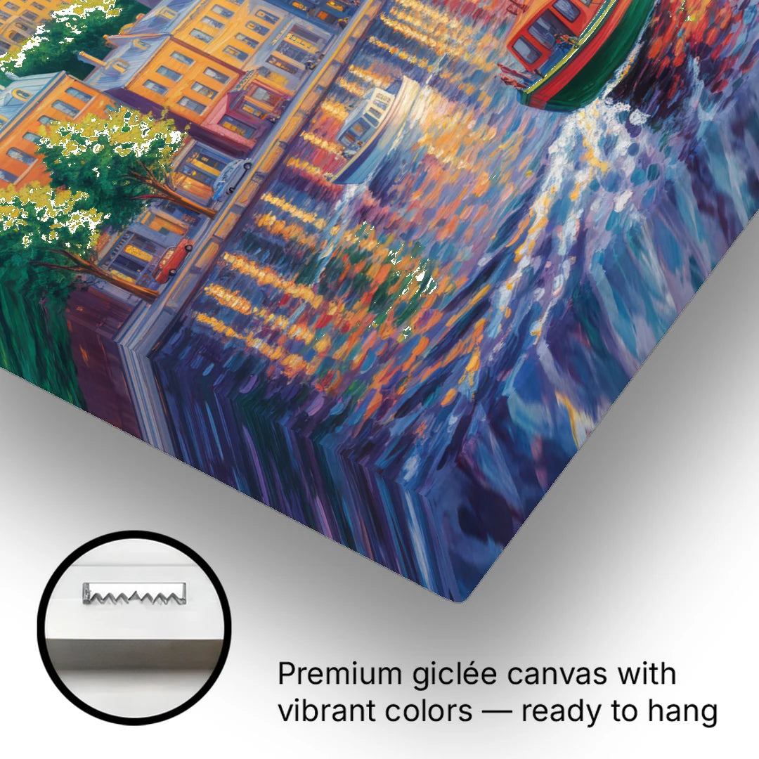 Quebec City Riverfront - Canvas Wall Art - Gallery Wrap Corner