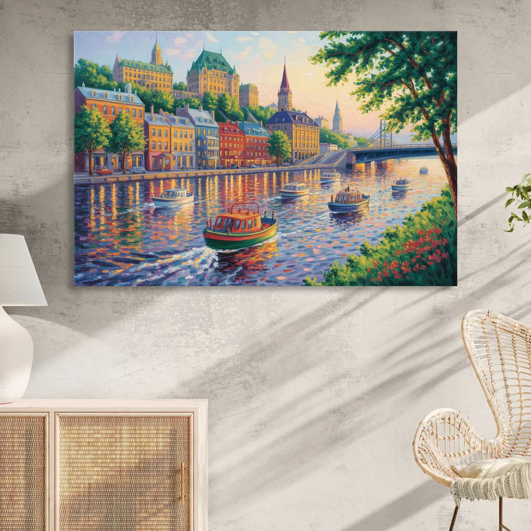 Quebec City Riverfront Sitting Room - Canvas Wall Art