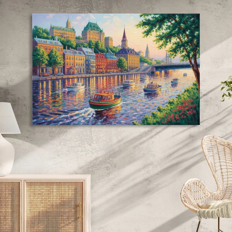 Quebec City Riverfront Sitting Room - Canvas Wall Art