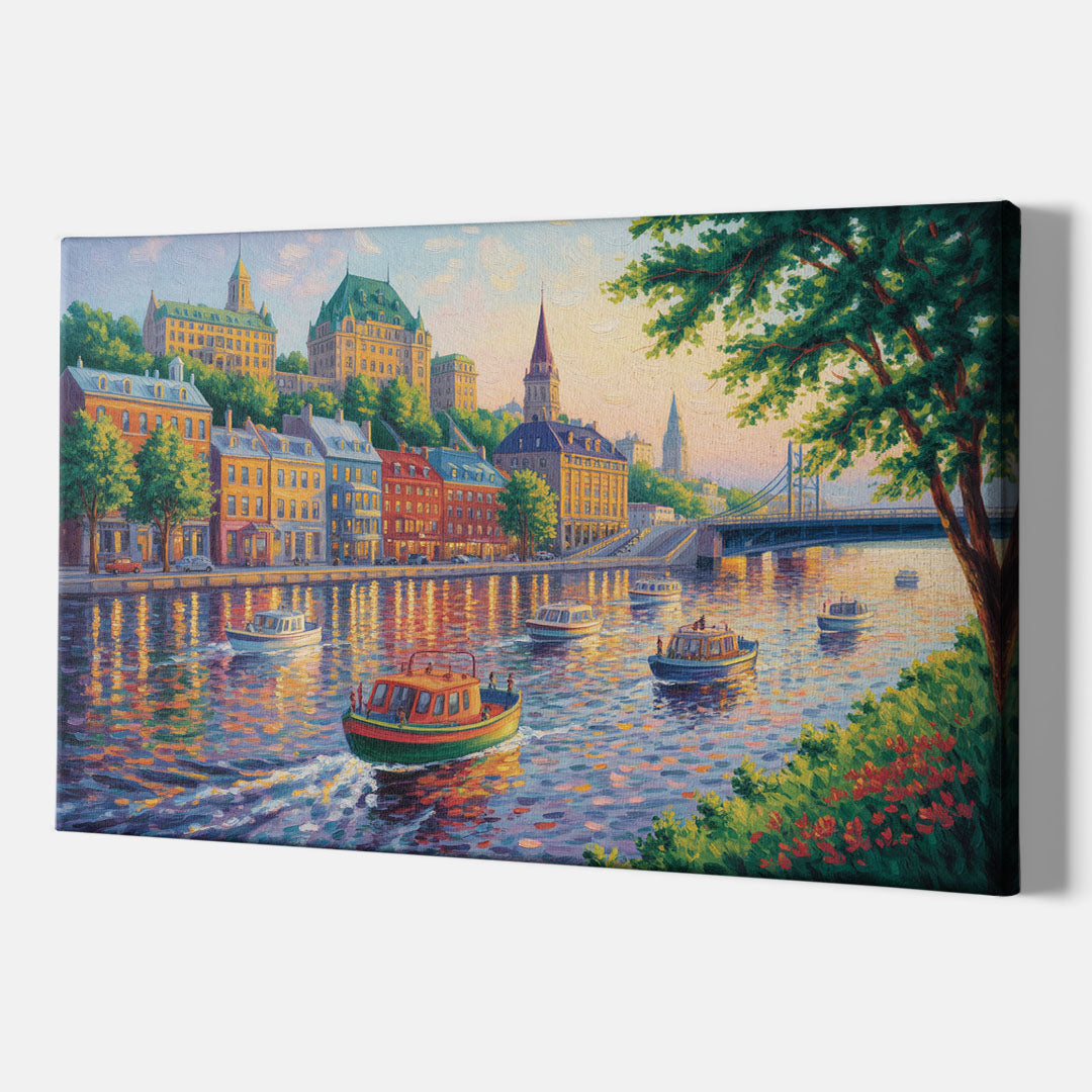 Quebec City Riverfront - Canvas Print Art Sides
