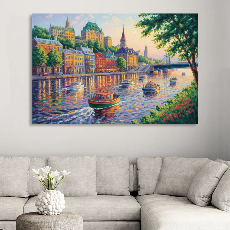 Quebec City Riverfront Living Room - Canvas Wall Art
