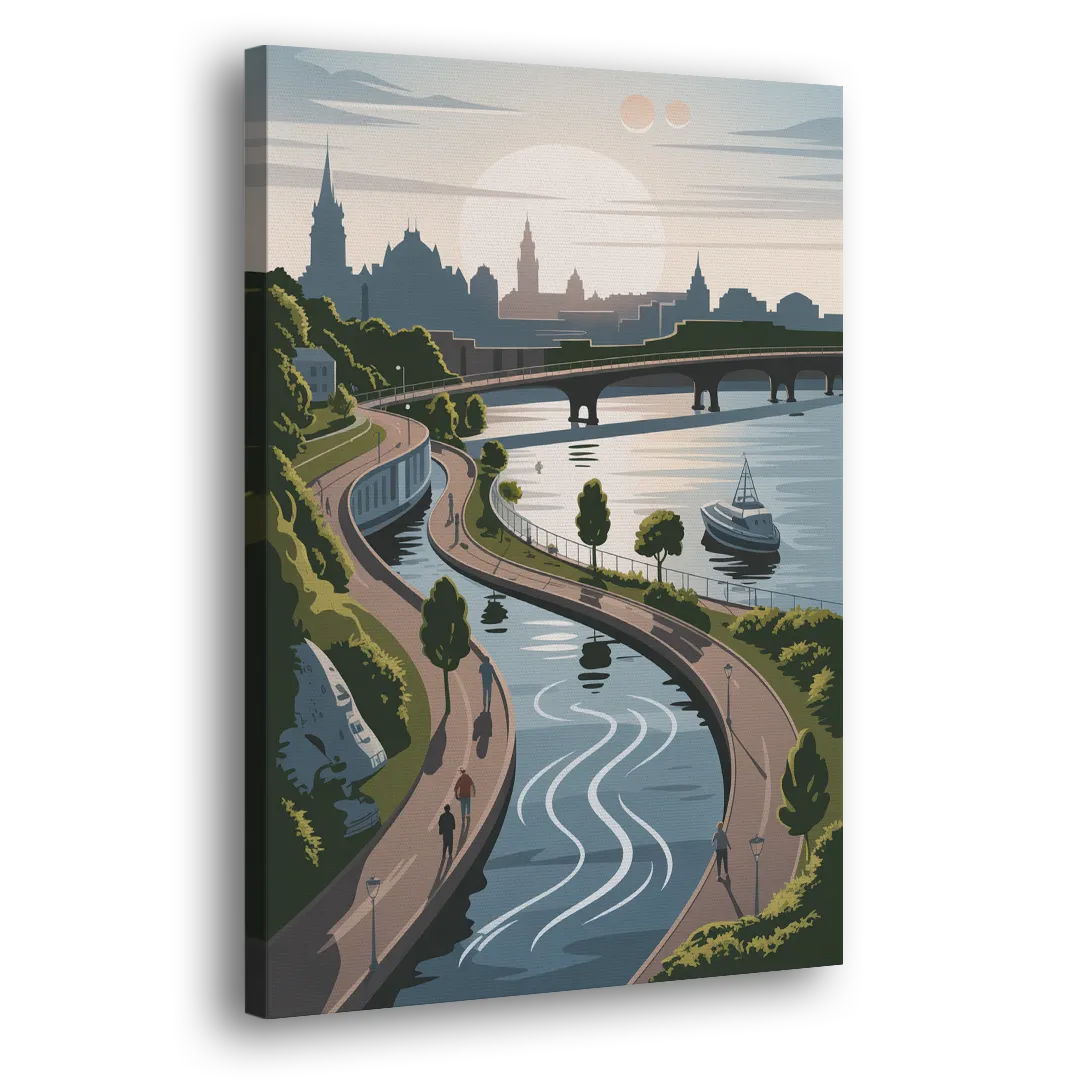 Quebec City Scenic Pathway Side - Canvas Wall Art