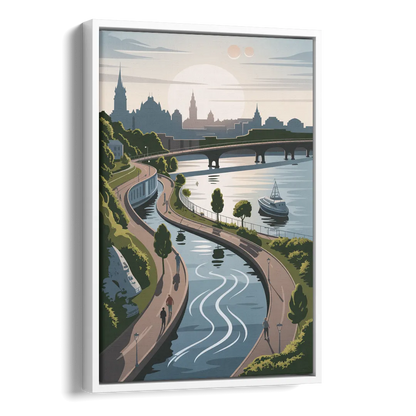 Quebec City Scenic Pathway Side - White Canvas Wall Art