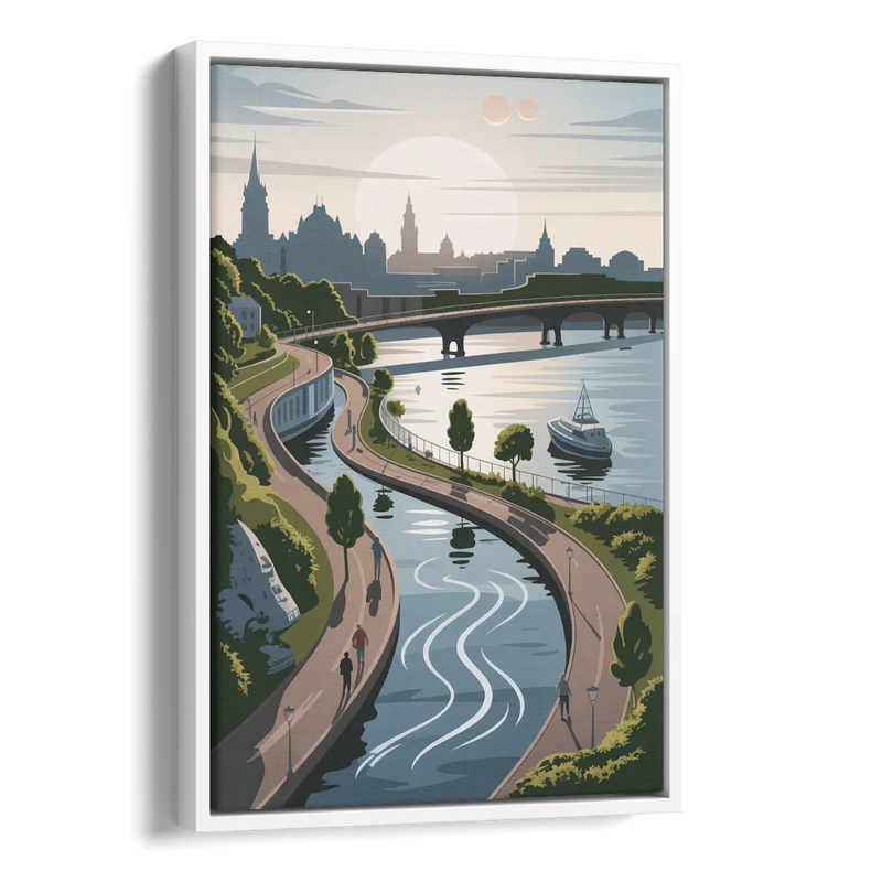 Quebec City Scenic Pathway Side - White Canvas Wall Art