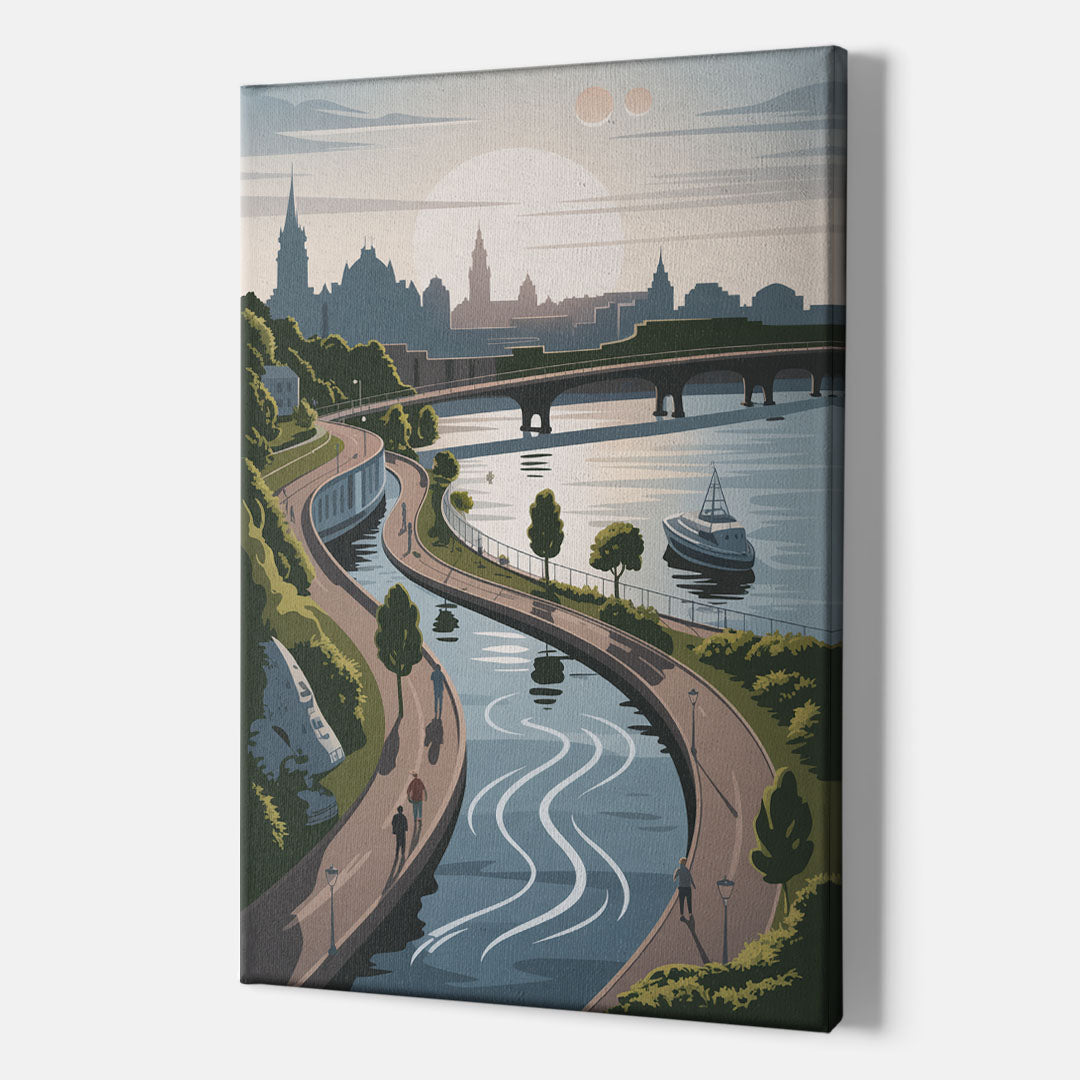 Quebec City Scenic Pathway - Canvas Print Art Sides