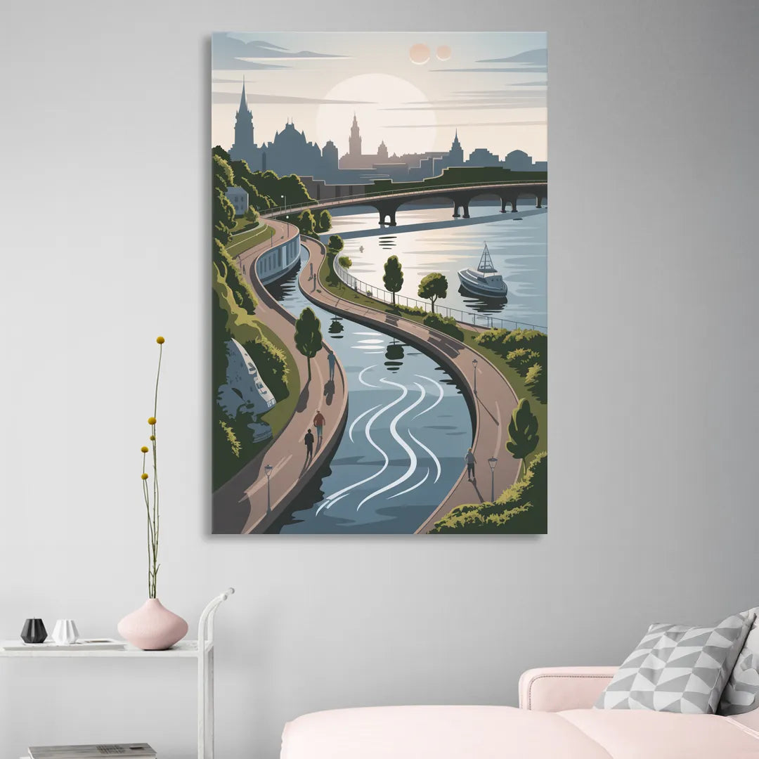 Quebec City Scenic Pathway Sitting Room - Canvas Wall Art